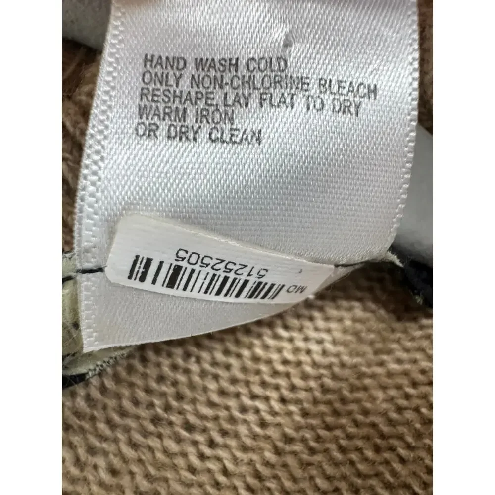 Talbots Ruffle Trim Open Front Poncho Wrap Camel Tan Wool Cashmere Blend OS